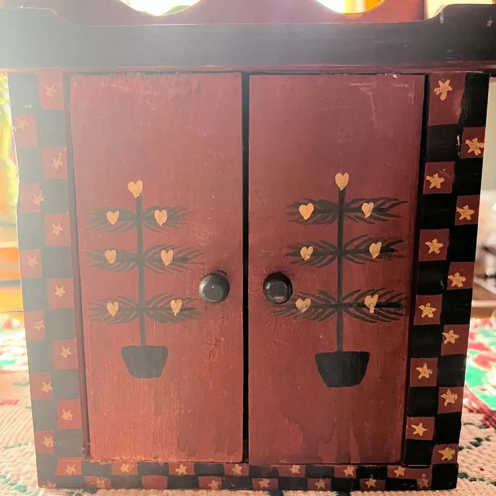 Vintage Hand-Painted Wooden Jewelry Box